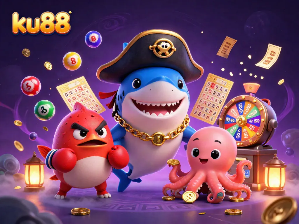 ku88 engages players in vibrant lottery games with colorful elements and cute characters