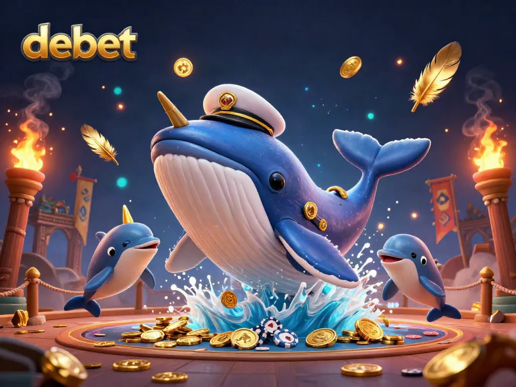Engage in thrilling games with debet at a colorful 3D casino featuring playful marine characters.
