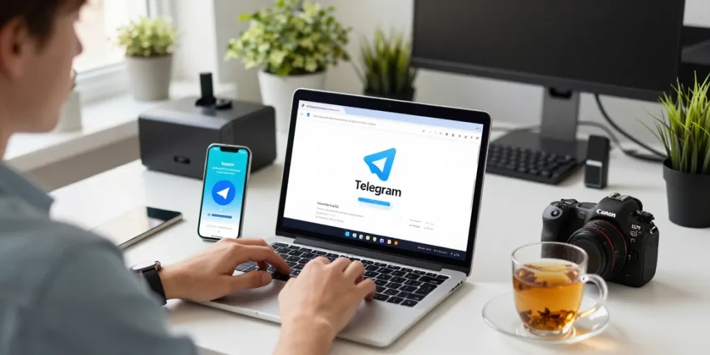 Seamless Telegram Download experience on a modern workspace.